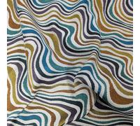 Tissu motif imprimé BEATLES jacquard tissé teint multicolore
