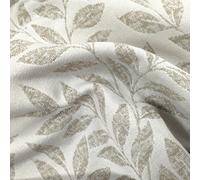 Tissu polycoton jacquard tissé teint motif feuillage AMBOISE écru Lin