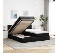 Tissu polyester avec rangement ottoman ressorts ensachés 200x200cm noir | Cadre de lit ottoman avec matelas noir 200x200cm tissu hydraulique rangement