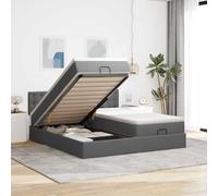 Tissu polyester avec rangement Ressorts ensachés Grey 160x200cm | Cadre de lit ottoman avec matelas gris foncé 160x200cm tissu rangement hydraulique sommier liftable literie complète 2