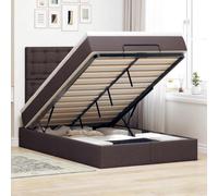 Tissu polyester avec ressorts ensachés rangement coffre Brun 120x200 cm | Cadre de lit ottoman avec matelas 120x200 cm marron foncé tissu hydraulique rangement surmatelas