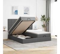 tissu polyester avec ressorts ensachés rangement escamotable gris 180x200cm | Cadre de lit ottoman avec matelas 180x200cm gris foncé tissu, sommier relevable hydraulique avec rangement, double 2 matelas