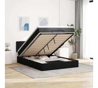 Tissu polyester avec ressorts ensachés rangement lit coffre Noir 140x190 cm | Lit Ottoman avec Matelas Noir 140x190 cm Tissu - Rangement Hydraulique, Ressorts Ensachés, Surmatelas Inclus, Frame avec Tête