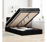 Tissu polyester doux avec matelas à ressorts ensachés rangement intégré | Lit Ottoman avec Matelas Ressorts Ensachés 120x200 cm Noir Tissu, de Rangement Hydraulique avec Surmatelas Confortable et