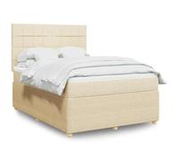 Tissu polyester doux Matelas à ressorts ensachés 140x190 cm Crème | Sommier à lattes avec matelas ressorts ensachés Crème 140x190 Tissu LED tête réglable surmatelas lavable