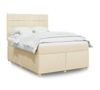 Tissu polyester doux Matelas à ressorts ensachés 160x200 cm Crème | Sommier a lattes avec matelas ressorts ensaches 160x200 Tissu Creme, Lit avec Tete de lit reglable LED et Surmatelas 5cm,