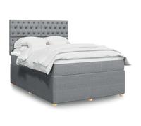 Tissu polyester doux Matelas à ressorts ensachés 160x200cm Gris | Sommier à lattes avec matelas et surmatelas Gris clair 160x200cm Tissu Tête de lit réglable LED