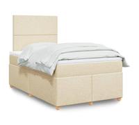 Tissu polyester doux matelas à ressorts ensachés lit sommier crème 120x190 | Sommier à lattes avec matelas crème 120x190 cm tissu literie complète LED tête réglable renforcé confort dos