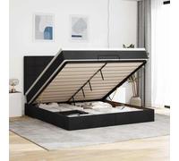 Tissu polyester doux rangement intégré ressorts ensachés 180x200 cm noir | Cadre de lit ottoman 180x200 avec matelas à ressorts ensachés, noir en tissu polyester, rangement hydraulique et surmatelas