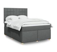 Tissu polyester doux Ressorts ensachés indépendants 140 x 190 cm Gris | Sommier à lattes avec matelas ressorts ensachés Gris foncé 140x190cm Tissu LED Tête réglable
