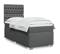 Tissu polyester doux Ressorts ensachés indépendants 90x190 cm Gris | Sommier à lattes avec Matelas Ressorts Ensacrés et Surmatelas Gris foncé 90x190 cm Tissu LED Tête de lit Réglable