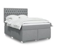 Tissu polyester doux Ressorts ensachés indépendants Gris 160 x 200 cm | Sommier à lattes avec matelas à ressorts ensachés Gris clair 160x200cm Tissu LED Tête de lit réglable Surmatelas