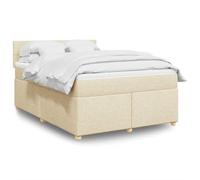 Tissu polyester doux Ressorts ensachés individuels Lit sommier Crème | Sommier lit avec matelas ressorts ensachés Crème 140x190 cm Tissu tête de lit surmatelas