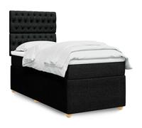 Tissu polyester doux Ressorts ensachés individuels Matelas Noir 90x190 cm | Sommier à lattes avec matelas ressorts ensachés et surmatelas Noir 90x190 cm Tissu, Lit complet avec tête de lit réglable,