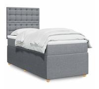 Tissu polyester doux ressorts ensachés lit sommier gris 100x200cm | Sommier à lattes avec matelas à ressorts ensachés et surmatelas Gris clair 100x200cm Tissu literie complète réglable