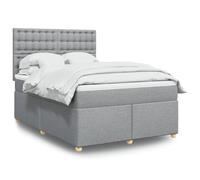 Tissu polyester doux Ressorts ensachés Lit sommier Gris 140x190cm | Sommier à lattes avec matelas à ressorts ensachés Gris clair 140x190cm Tissu et surmatelas, lit complet avec tête de lit