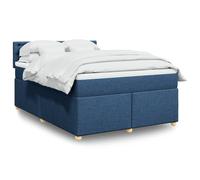 Tissu polyester doux Ressorts ensachés Matelas avec sommier Bleu 140x200 cm | Cadre de Lit Sommier à Lattes avec Matelas à Ressorts Ensachés Bleu 140x200 cm Tissu Tête de Lit Surmatelas Confortable