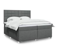 Tissu polyester doux ressorts ensachés sommier lit gris 200x200 cm | Sommier à lattes avec matelas 200x200cm Gris foncé Tissu Lit LED Tête réglable Ressorts ensachés Surmatelas Confort 5V USB