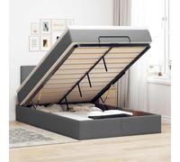 Tissu polyester matelas à ressorts ensachés rangement LED gris 120x200 cm | Lit Ottoman Avec Matelas Et LED Gris Foncé 120x200 cm Tissu Rangement Hydraulique Surmatelas