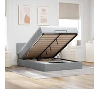 Tissu polyester matelas à ressorts ensachés rangement LED Gris 140x190 cm | Lit Ottoman avec Matelas et LED Gris Clair 140x190 cm Tissu avec Rangement et Surmatelas