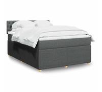 Tissu polyester matelas ressort ensaché Lit sommier Gris 140x190cm | Sommier avec matelas 140x190 cm gris led tissu ressorts ensachés surmatelas