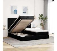 Tissu polyester rangement lit à ressorts ensachés 180x200cm Noir | Cadre de lit ottoman avec matelas noir 180x200cm tissu lit coffre hydraulique sommier relevant 2 places avec surmatelas