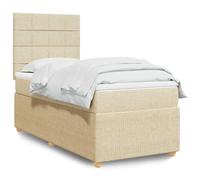 Tissu polyester respirant Ressorts ensachés indépendants 90x200 cm Crème | Sommier à lattes avec matelas à ressorts ensachés Crème 90x200 cm Tissu Tête de lit LED Réglable Surmatelas
