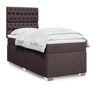 Tissu polyester respirant Ressorts ensachés indépendants Brun 80x200 cm | Sommier à lattes avec matelas à ressorts ensachés Marron foncé 80x200 cm Lit avec tête de lit réglable et Lumières LED
