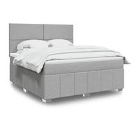 Tissu polyester respirant Ressorts ensachés Sommier à lattes Gris 180x200cm | Sommier à lattes avec matelas ressorts ensachés 180x200 Gris clair Tissu, Tête de lit réglable LED, Surmatelas mousse, Lit