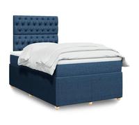 Tissu polyester respirant Sommier à ressorts ensachés Bleu 120x200 cm | Sommier a lattes avec Matelas Ressorts Ensachés Bleu 120x200 cm Tissu Tete de Lit LED Reglable Literie Complet