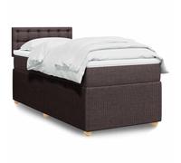 Tissu polyester ressorts ensachés Lit à sommier Brun 90x190 cm | Sommier à lattes lit avec matelas ressorts ensachés et surmatelas Marron foncé 90x190 cm
