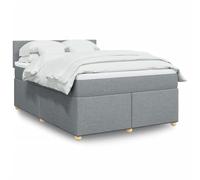 Tissu polyester Ressorts ensachés Lit à sommier Gris 160x200cm | Sommier à lattes lit avec matelas ressorts ensachés 160x200 Gris clair tissu surmatelas mousse
