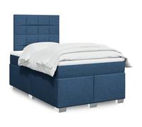 Tissu polyester ressorts ensachés lit sommier bleu 120x190 cm | Sommier à lattes avec matelas bleu 120x190 cm tissu lit cadre literie ressorts ensachés tête réglable surmatelas
