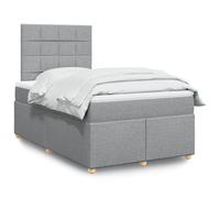 Tissu polyester ressorts ensachés lit sommier complet Gris 120x200cm | Sommier lattes lit avec matelas ressorts ensachés Gris clair 120x200cm Tissu réglable tête de lit