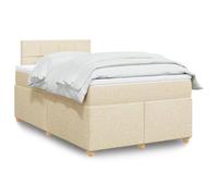 Tissu polyester Ressorts ensachés Lit sommier Crème 120x190 cm | Cadre de lit avec matelas à ressorts ensachés crème 120x190 cm, sommier à lattes, surmatelas confortable inclus