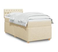 Tissu Polyester Ressorts Ensachés Lit Sommier Matelas 90x200 cm Crème | Sommier lattes avec matelas ressorts ensachés Crème 90x200 cm Tissu LED lumière