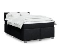 Tissu polyester ressorts ensachés sommier avec matelas noir 140x200 cm | Sommier à lattes avec matelas ressorts ensachés LED Noir 140x200 cm Tissu lit confortable surmatelas