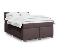 Tissu polyester ressorts ensachés sommier matelas Brun 140x200 cm | Sommier à lattes lit avec matelas à ressorts ensachés et surmatelas marron foncé 140x200 cm