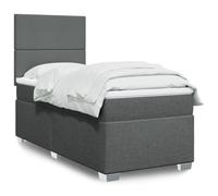 Tissu polyester ressorts ensachés sommier matelas gris 100x200cm | Sommier lit avec matelas ressorts ensachés gris foncé 100x200cm tissu surmatelas mousse tête réglable