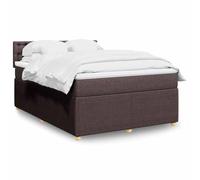 Tissu polyester sommier matelas à ressorts ensachés brun 140x190 cm | Sommier à lattes avec matelas à ressorts ensachés Marron foncé 140x190 cm Tête de lit LED