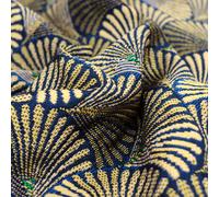 Tissu polyester tissé teint motif géométrique SHELL bleu Marine