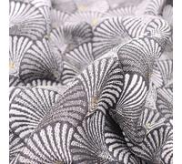 Tissu polyester tissé teint motif géométrique SHELL gris Argt
