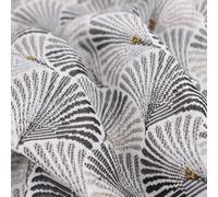 Tissu polyester tissé teint motif géométrique SHELL gris Perle
