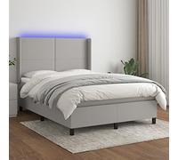 Tissu réglable LED colorées ressorts ensachés Gris 140x200 cm | Sommier tapissier matelas LED 140x200 cm Gris clair Tissu réglable tête de lit