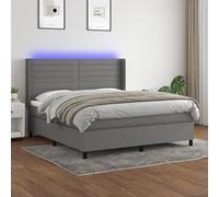 Tissu réglable LED Ressorts ensachés Tête de lit Basique 180x200 cm Gris | Sommier tapissier avec matelas LED 180x200 cm Gris foncé Tissu réglable Tête de lit