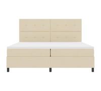 Tissu rembourré matelas ressorts ensachés tête ajustable Crème 200 x 200 cm | Lit à Ressorts avec Matelas LED Crème 200x200 cm Tissu Tête Réglable Moderne