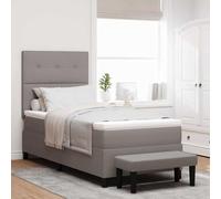 Tissu respirant avec matelas à ressorts tête réglable Taupe 80 x 200 cm | Lit à ressorts avec matelas Taupe 80 x 200 cm tissu, tête réglable, cadre bois, confort premium pour chambre moderne, sommier