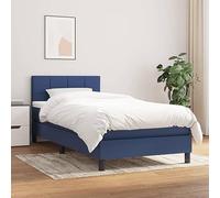 Tissu respirant avec tête de lit réglable ressorts ensachés Bleu 100x200 cm | Sommier lattes lit avec matelas ressorts ensachés Bleu 100x200 cm Tissu literie complet