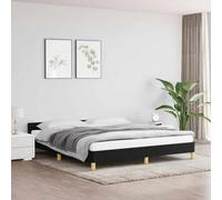 Tissu respirant avec tête de lit robuste lattes de contreplaqué noir | Cadre de lit sans matelas noir 180x200 cm tissu literie sommier tapissier tête de lit incluse renforcé stable chambre adulte