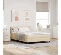 Tissu Respirant Box Spring Moderne Design épuré 140 x 200 cm crème | Lit à ressorts avec matelas Crème 140 x 200 cm tissu moderne sommier tapissier réglable confort ferme robuste chambre design